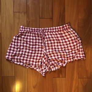 Red gingham print shorts